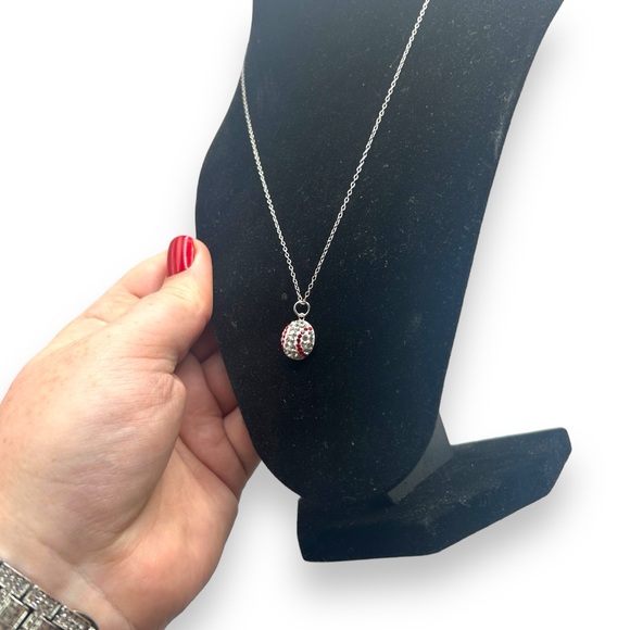 Macy's GIANI BERNINI Crystal Baseball 18" Pendant Necklace in Sterling Silver - Picture 6 of 12